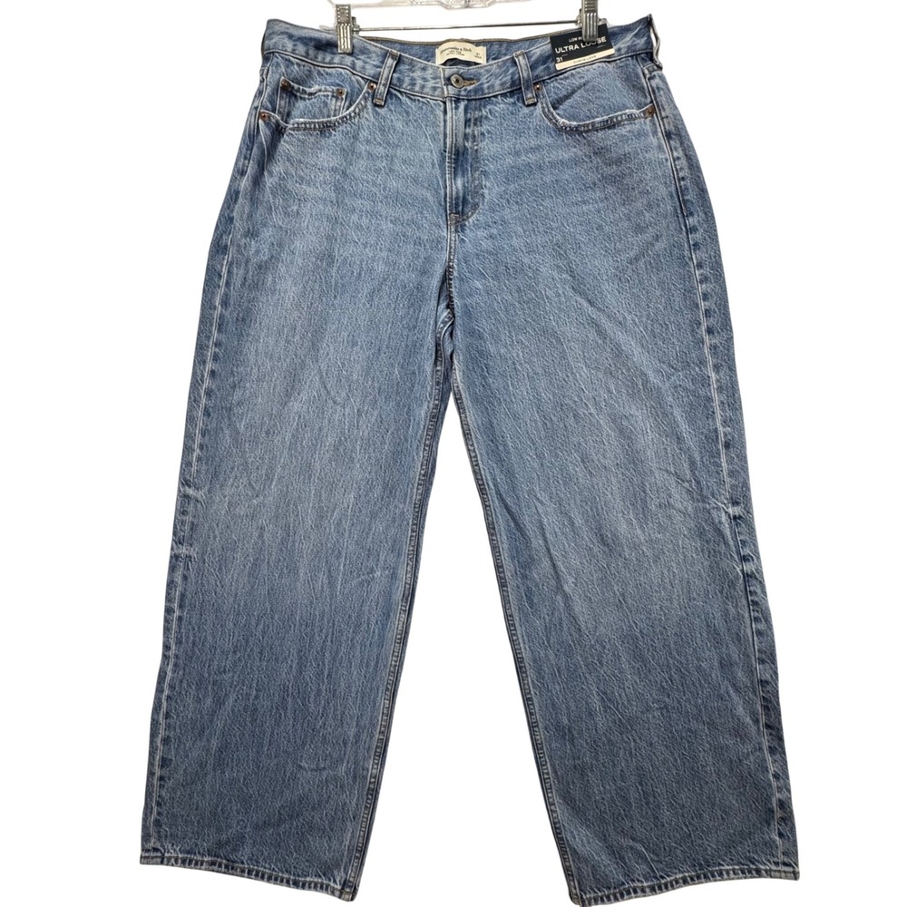 NEW Abercrombie & Fitch Ultra Loose Jeans Women 31 Low Rise Curve Love Baggy
